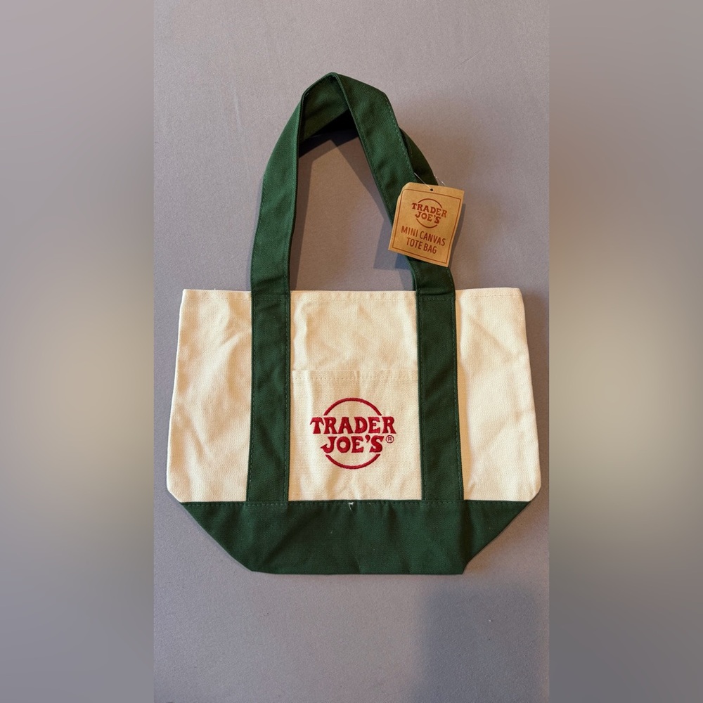 Trader Joe’s MINI Canvas Tote Bag - Green - NWT